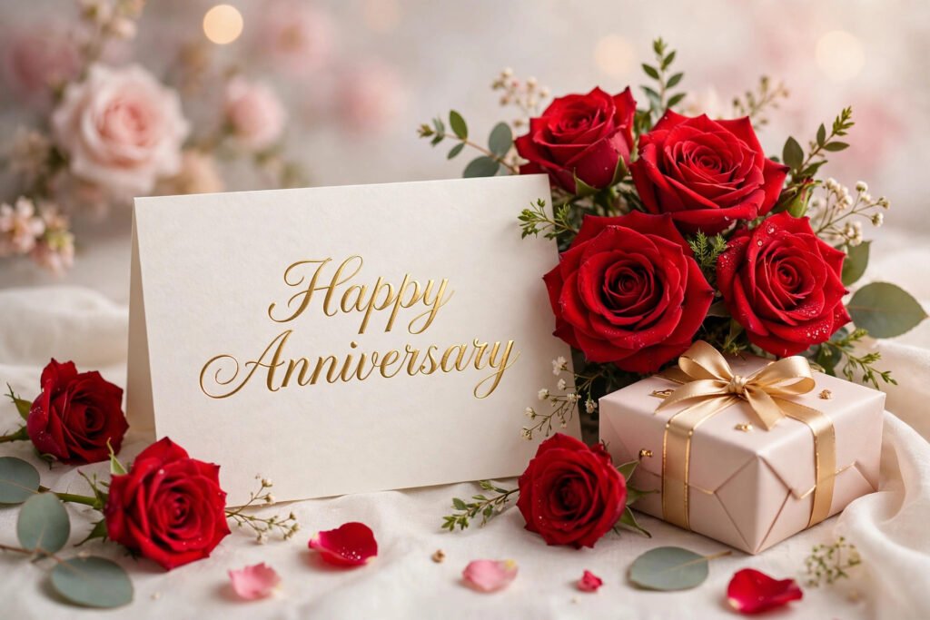 anniversary wishes for husband card with roses