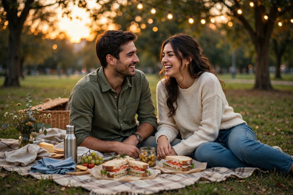 Cheap date ideas for couples like a romantic sunset picnic in the park