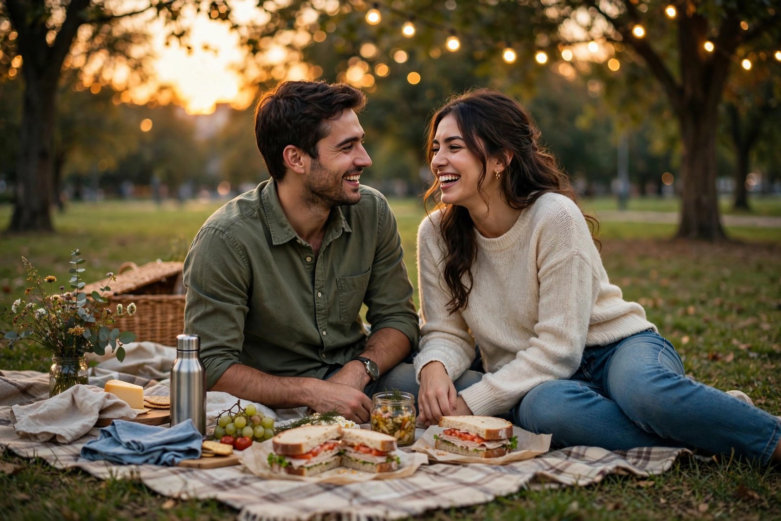 Cheap date ideas for couples like a romantic sunset picnic in the park