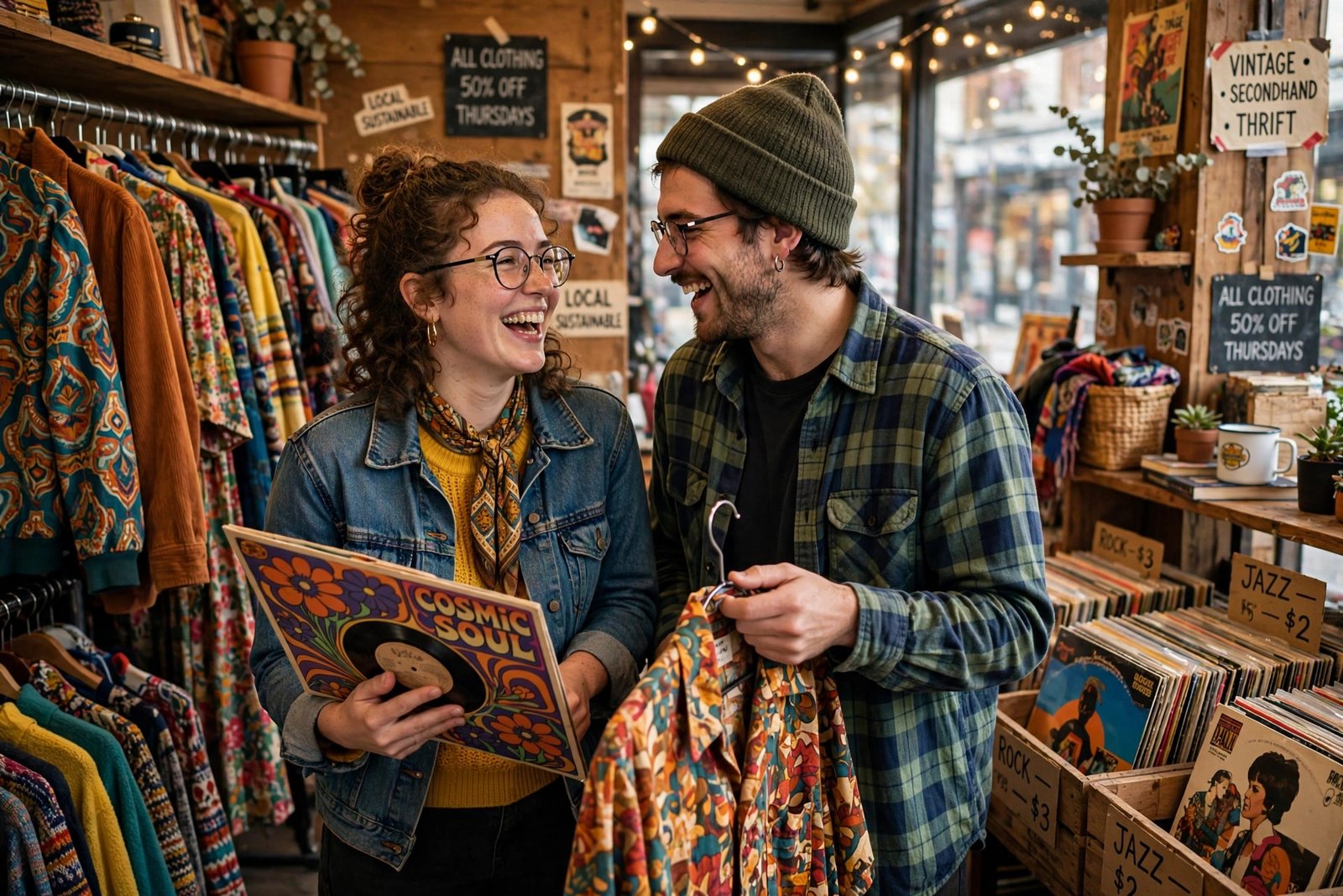 Thrifting together as a fun cheap date idea for couples under $20