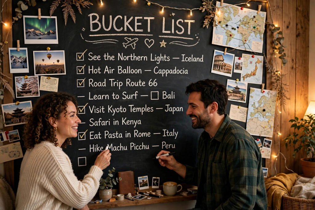 couple bucket list ideas for adventurous romantic partners