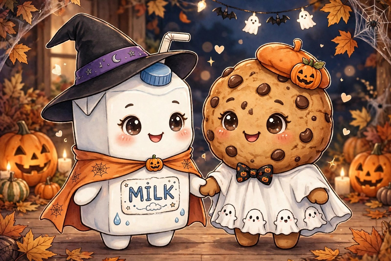 alt: cute couple halloween costumes - milk and cookies pair