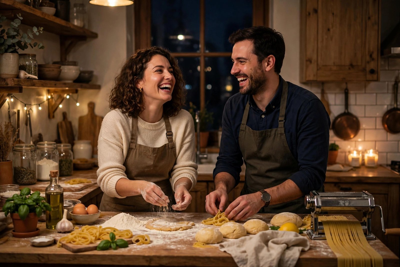 At-home date night ideas for couples cooking together