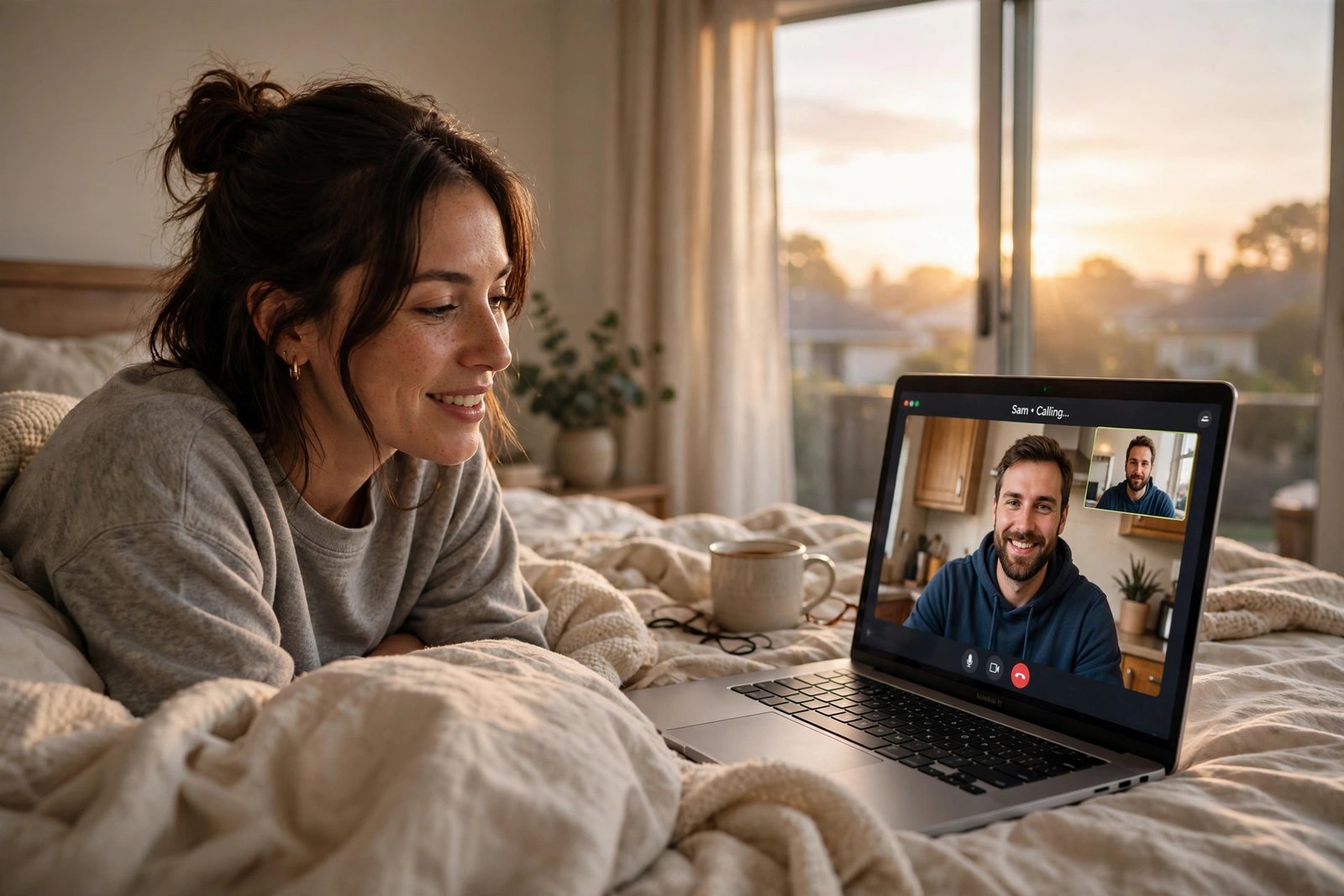 Long-distance good morning texts for him across the miles