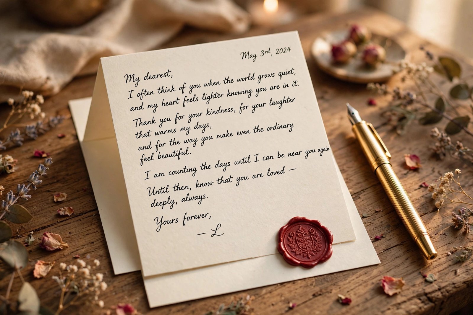 alt: how to write a love letter - handwritten romantic letter with wax seal